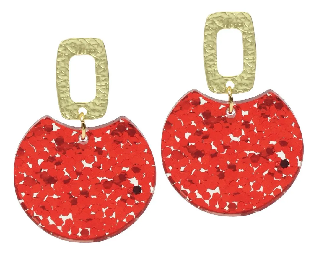 The Leighton Earring - Red Glitter sold by Bourbon and Bowties