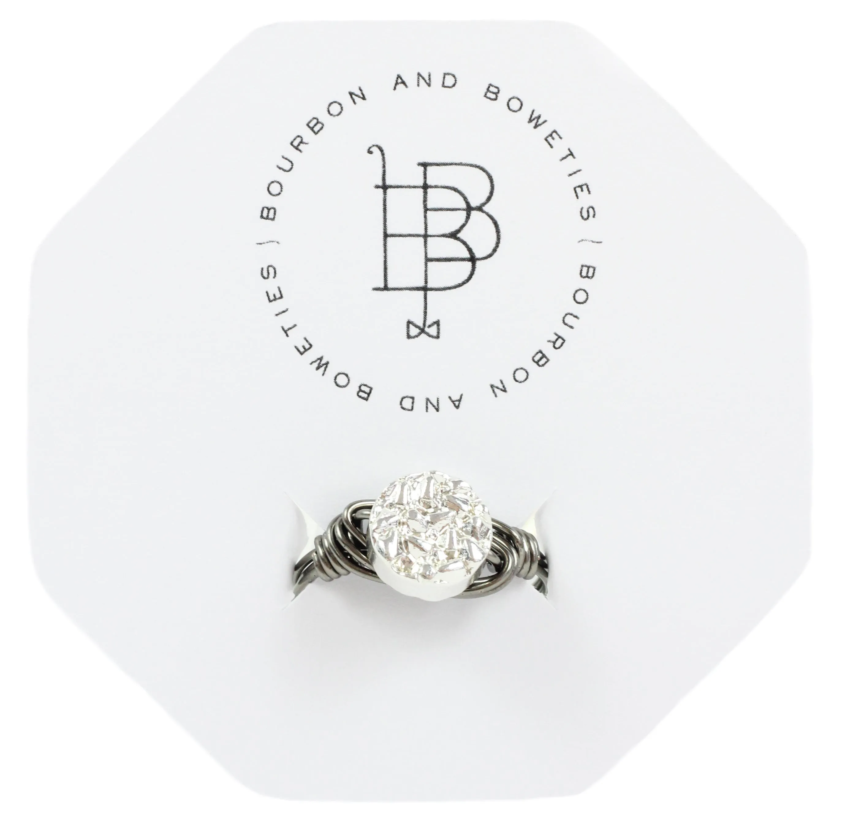 Silver Metallic on Gun Metal Ring sold by Bourbon and Bowties