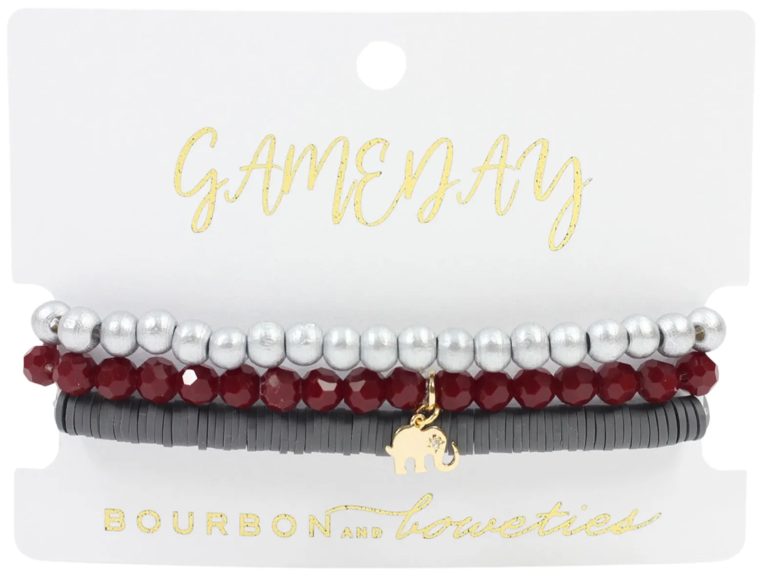 Gameday Stretchy Stack - Crimson + Grey sold by Bourbon and Bowties