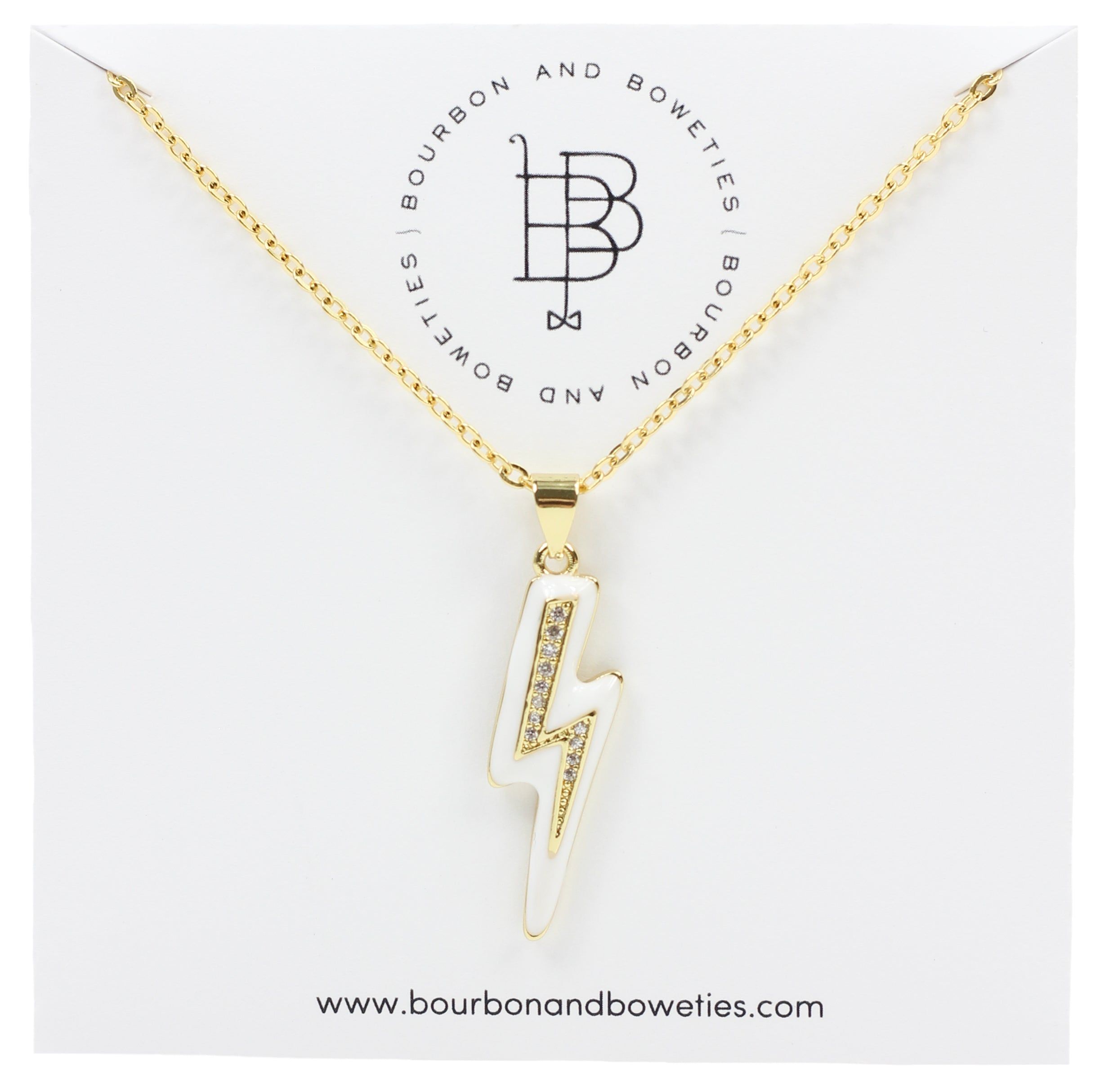 Lightning Bolt Necklace - White sold by Bourbon and Bowties