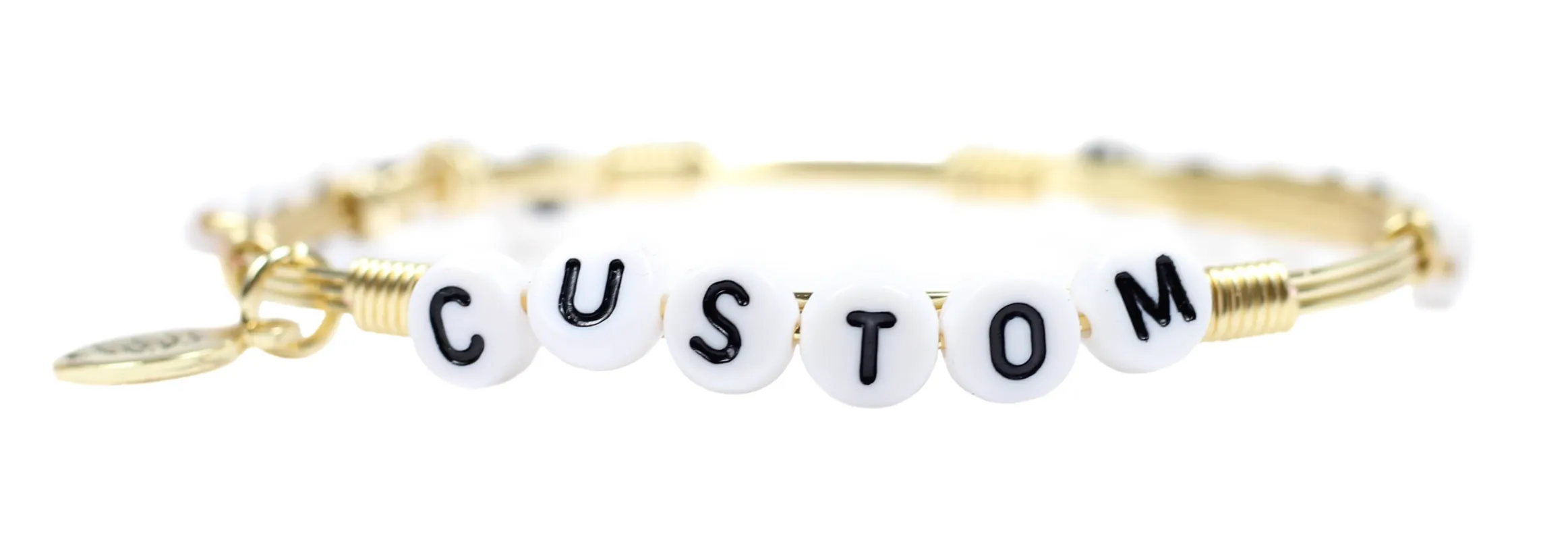 Custom Word Bangle Bracelet - White + Black sold by Bourbon and Bowties