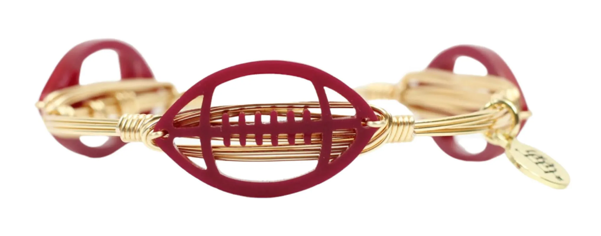 The Acrylic Football Bangle Bracelet - Garnet sold by Bourbon and Bowties