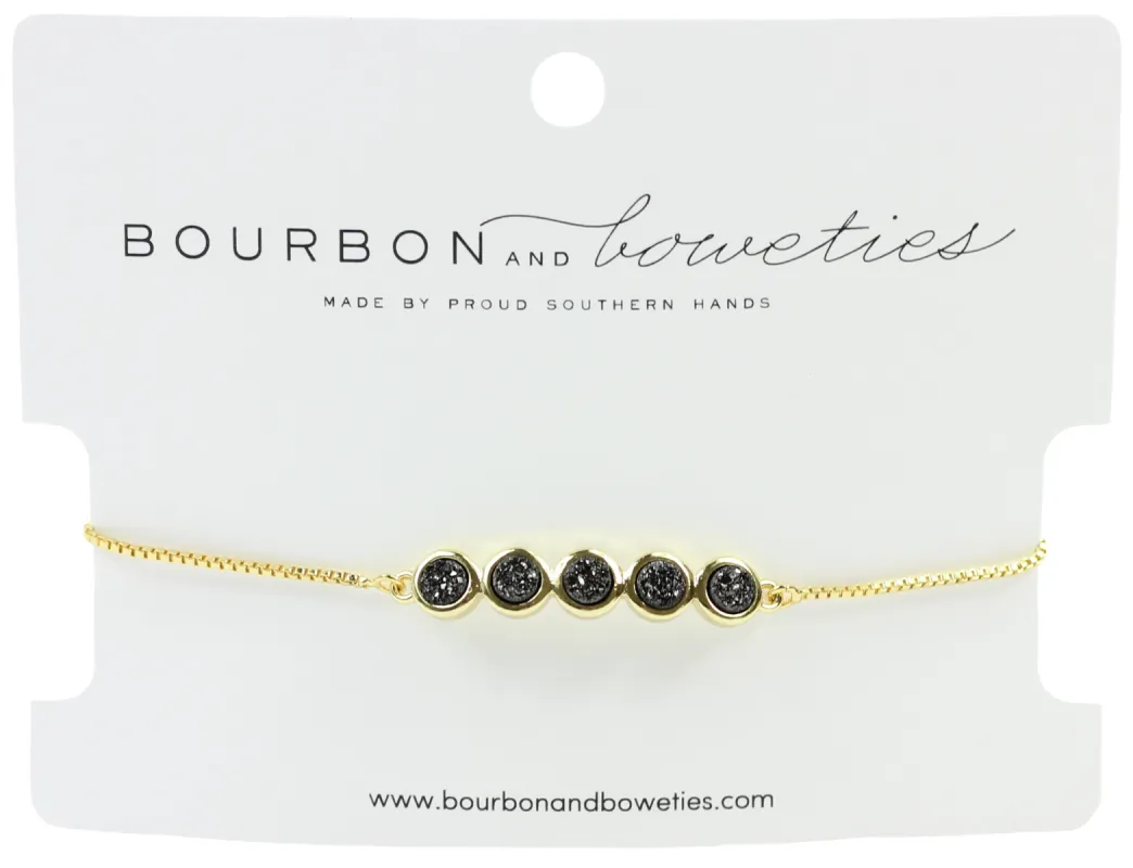 Black Druzy Bar Adjustable Bracelet sold by Bourbon and Bowties