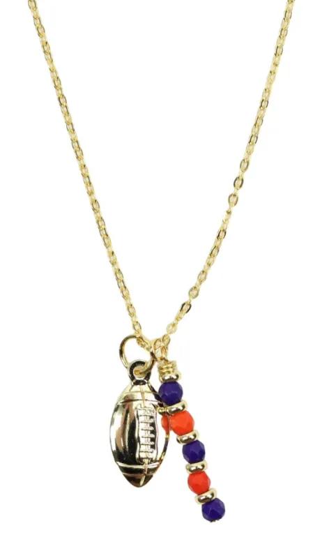 The Touchdown Necklace - Purple + Orange sold by Bourbon and Bowties