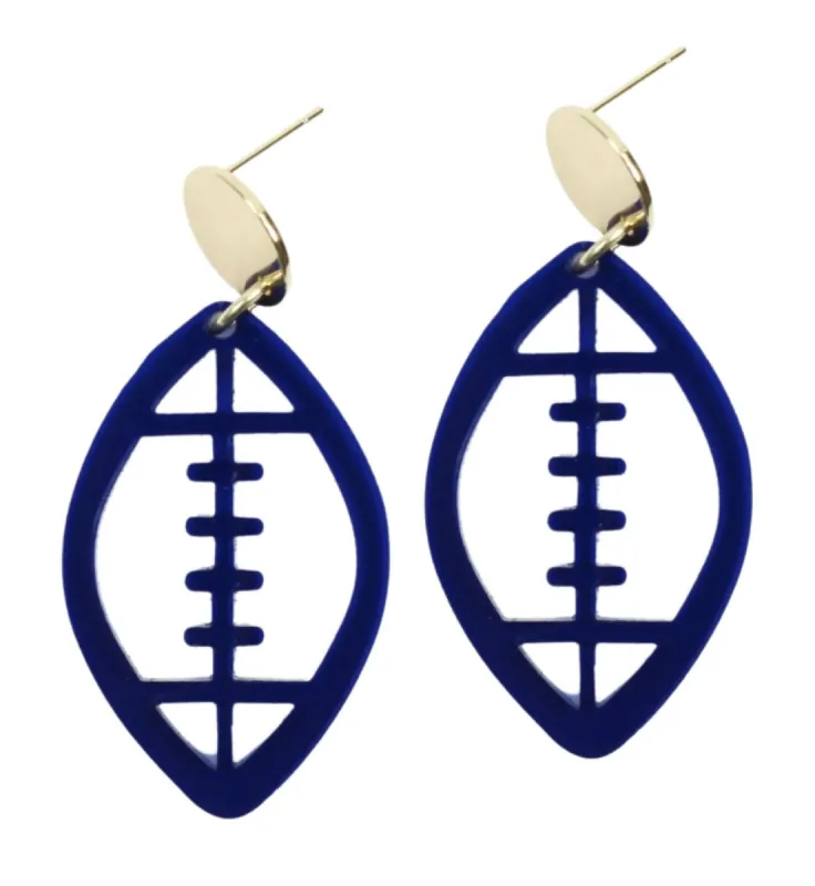 Acrylic Football Earring - Navy sold by Bourbon and Bowties