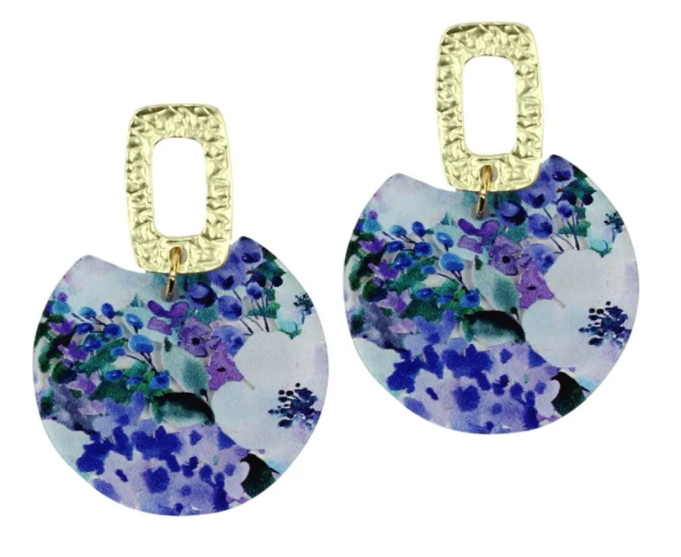 The Leighton Earring - Blueberry Floral sold by Bourbon and Bowties