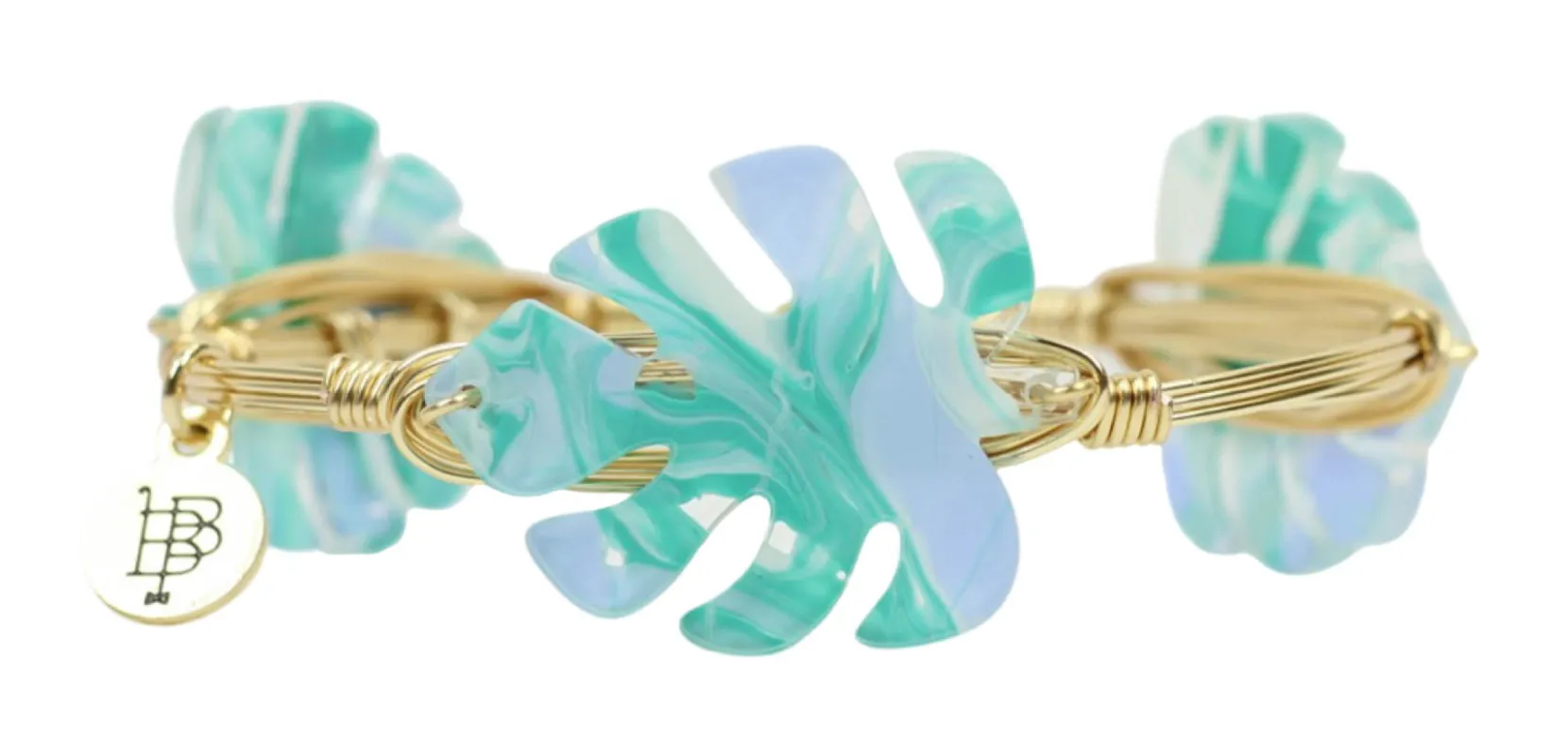 Turquoise Waters Palm Bangle Bracelet sold by Bourbon and Bowties