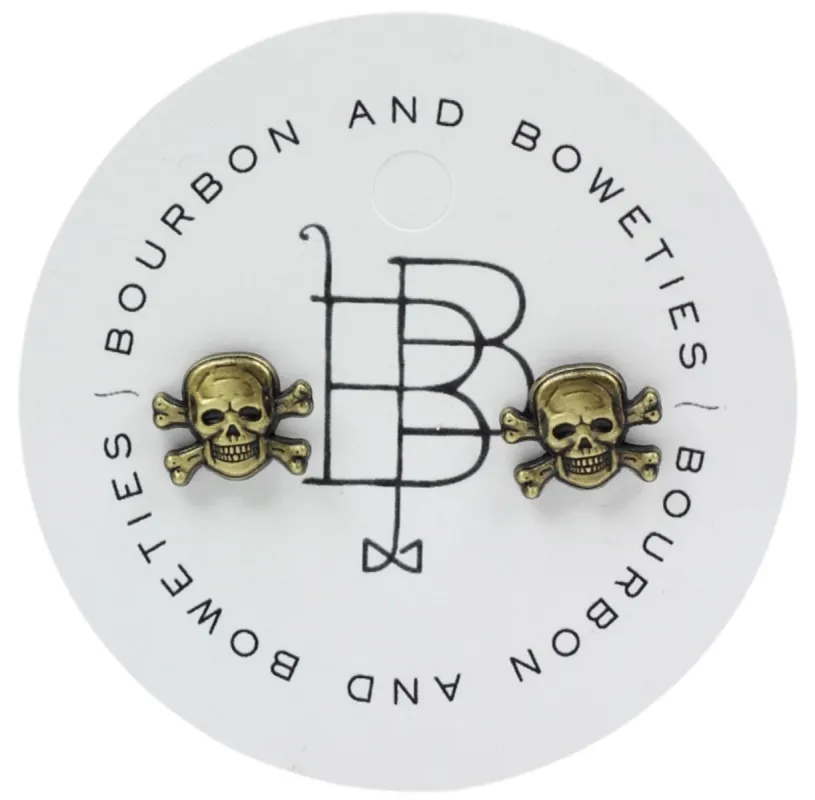 Skull Stud Earring -Bronze sold by Bourbon and Bowties