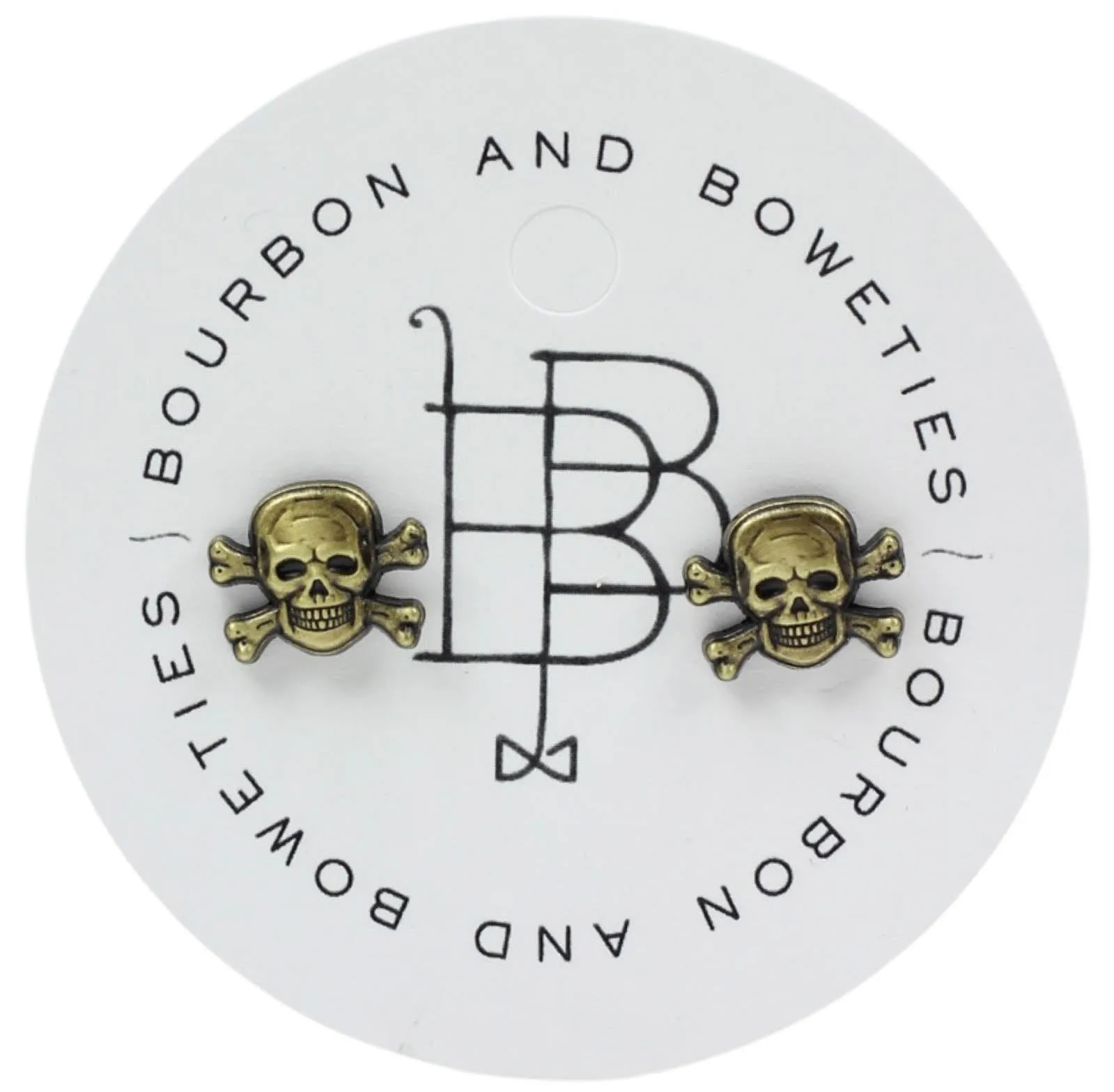 Skull Stud Earring -Bronze sold by Bourbon and Bowties