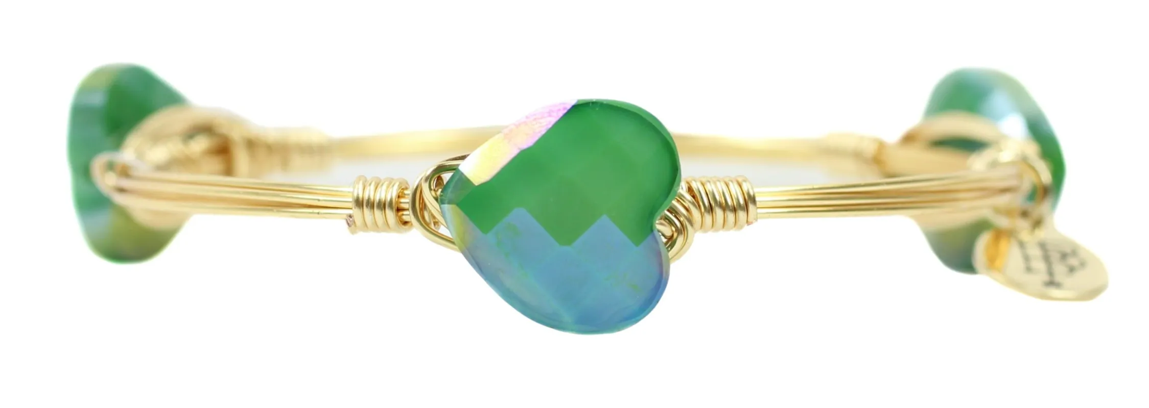 Green Heart Bangle Bracelet sold by Bourbon and Bowties