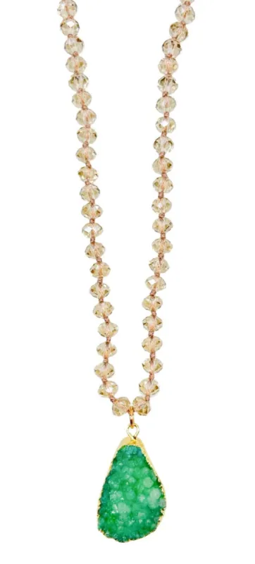 255 Green Druzy Beaded Necklace sold by Bourbon and Bowties