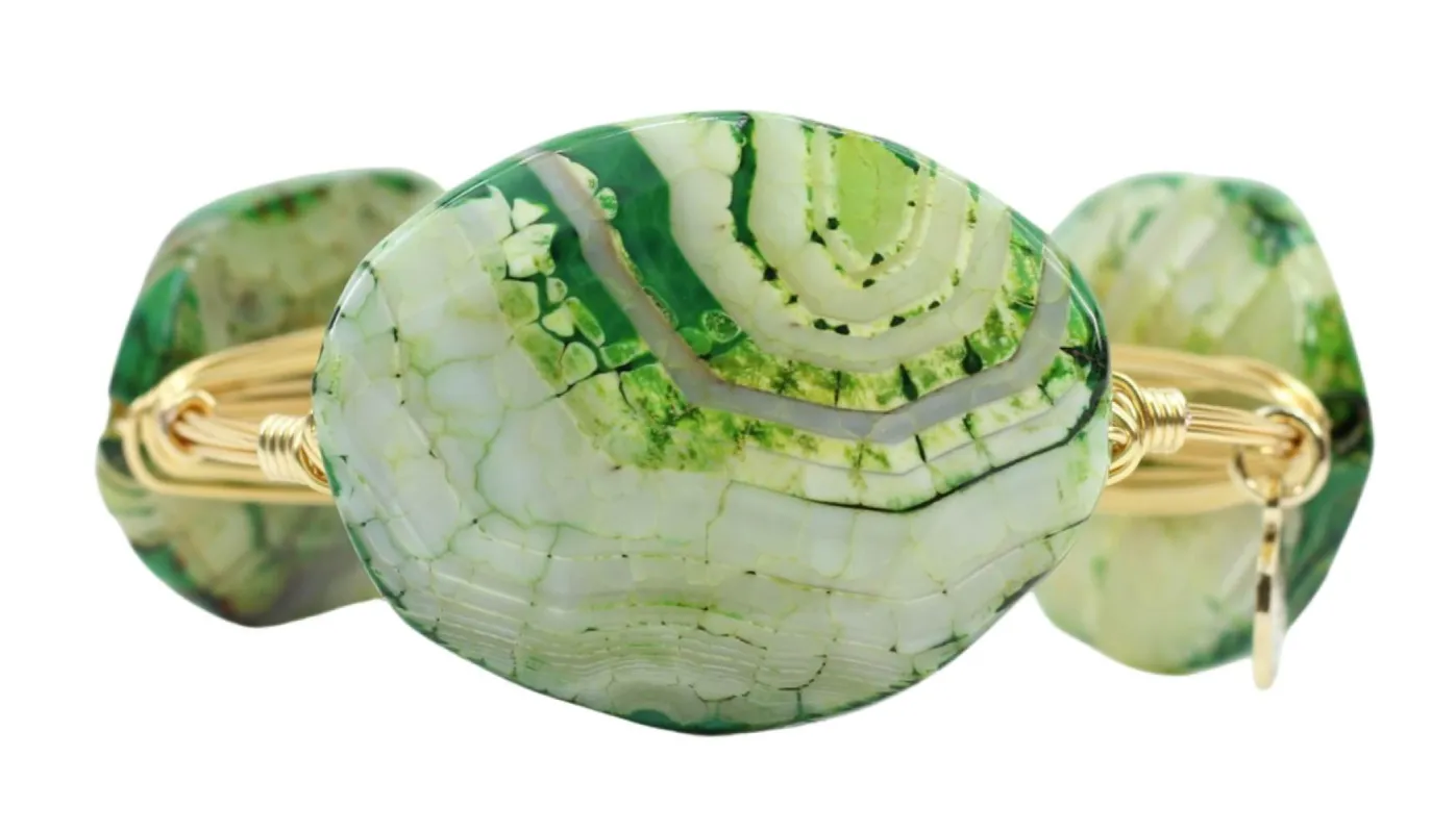 159 Green Agate Bangle Bracelet sold by Bourbon and Bowties