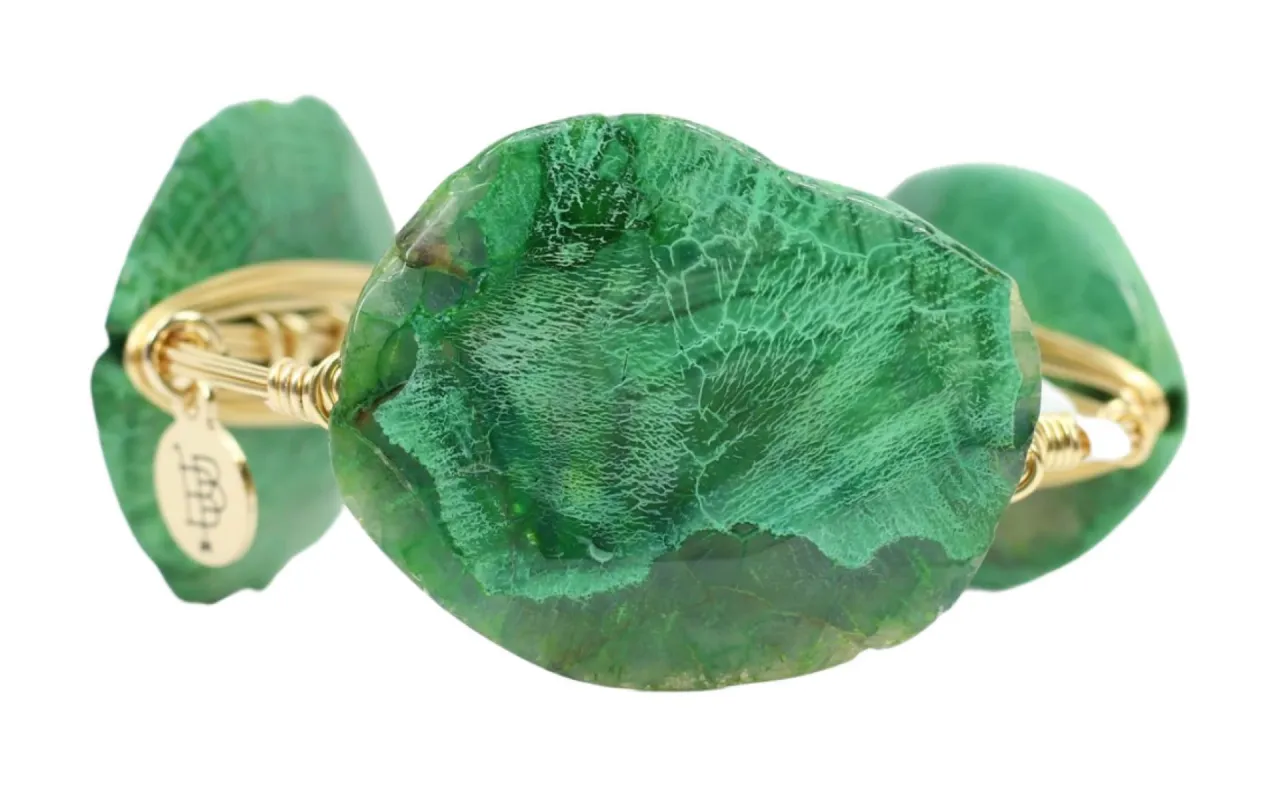 156 Green Agate Bangle Bracelet sold by Bourbon and Bowties