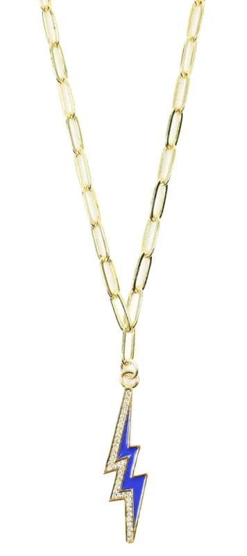 Lightning Bolt Necklace - Blue sold by Bourbon and Bowties