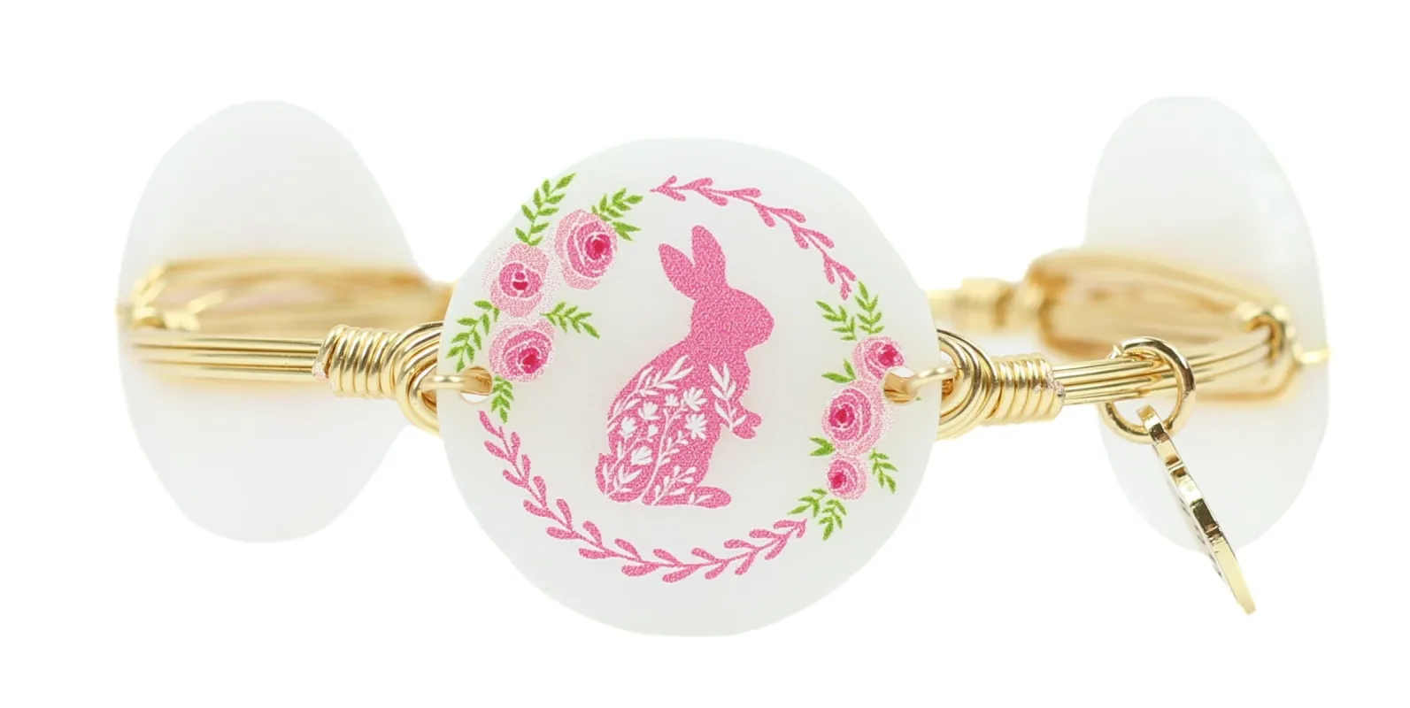 The Pink Floral Bunny Bangle Bracelet sold by Bourbon and Bowties