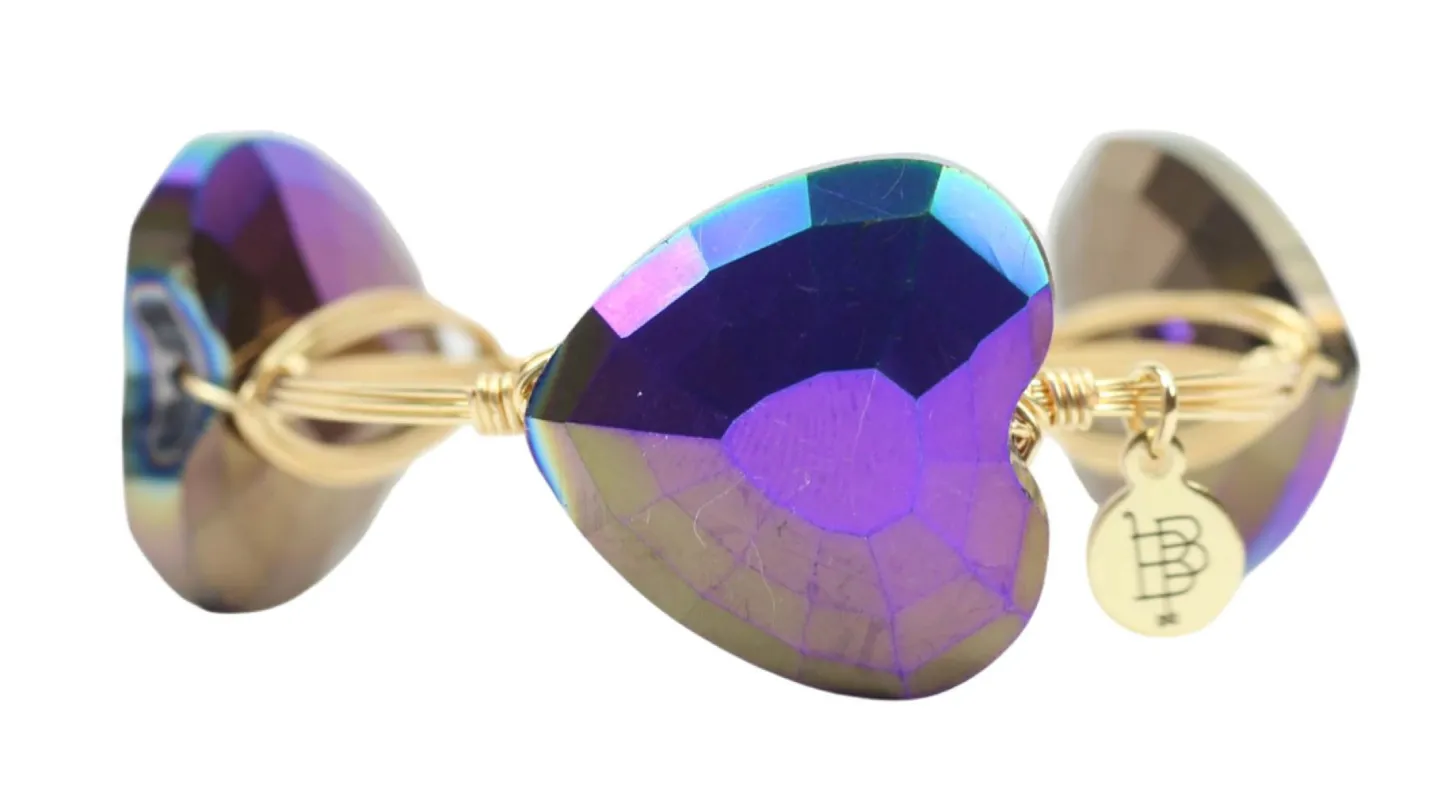 213 Multicolored Heart Bangle Bracelet sold by Bourbon and Bowties