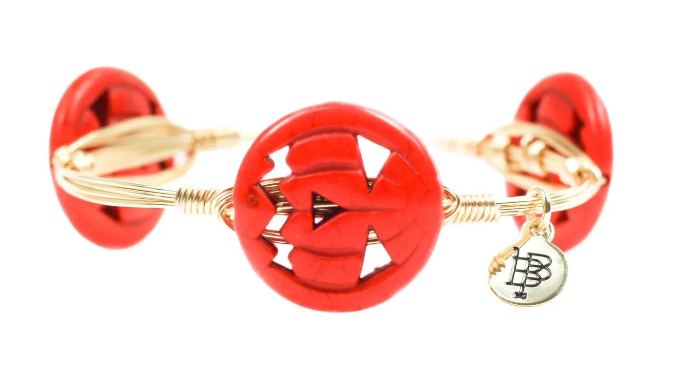 Orange Pumpkin Bangle Bracelet - Gold sold by Bourbon and Bowties