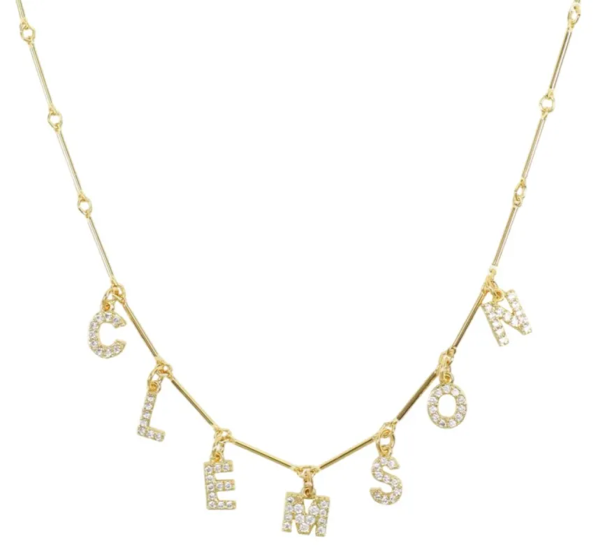 Clemson Necklace - Rhinestone sold by Bourbon and Bowties