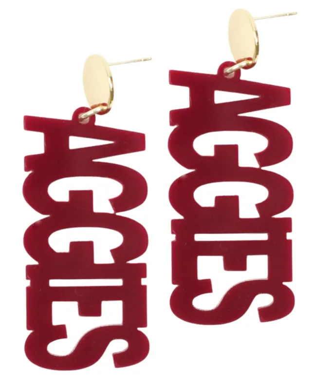 Aggies Acrylic Earring sold by Bourbon and Bowties