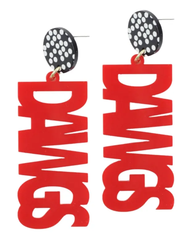 Dawgs Acrylic Earring - Red made by Bourbon and Bowties
