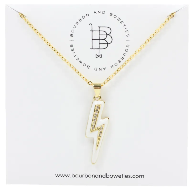 Lightning Bolt Necklace - White sold by Bourbon and Bowties
