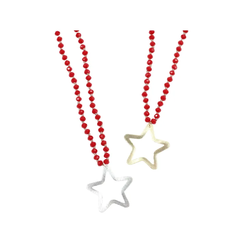 Red Beaded Star Necklace sold by Bourbon and Bowties