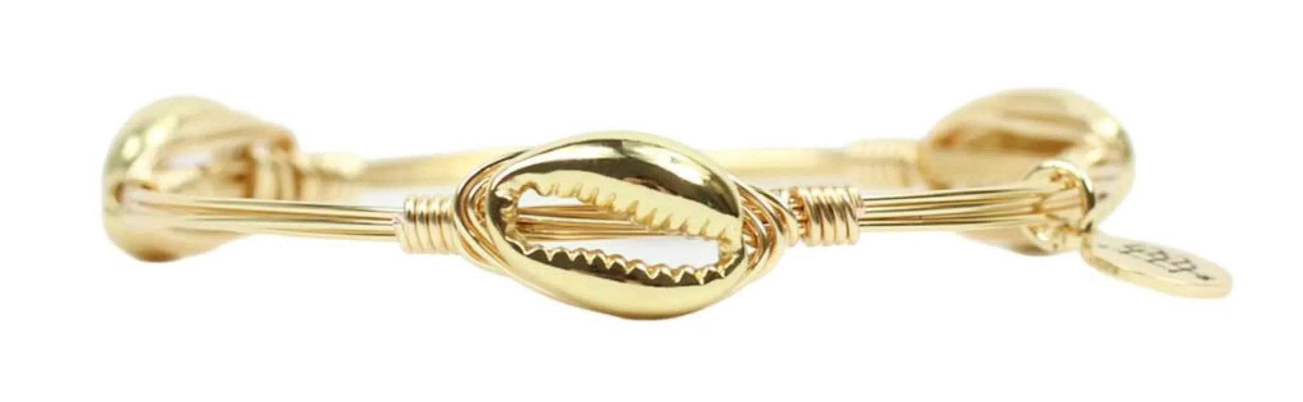 Gold Cowry Shell Bangle Bracelet sold by Bourbon and Bowties
