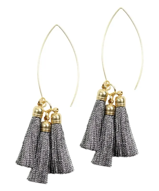 Grey Tassel Hoop Earring sold by Bourbon and Bowties