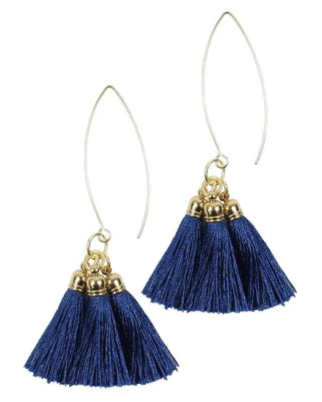 Navy Tassel Hoop Earring sold by Bourbon and Bowties