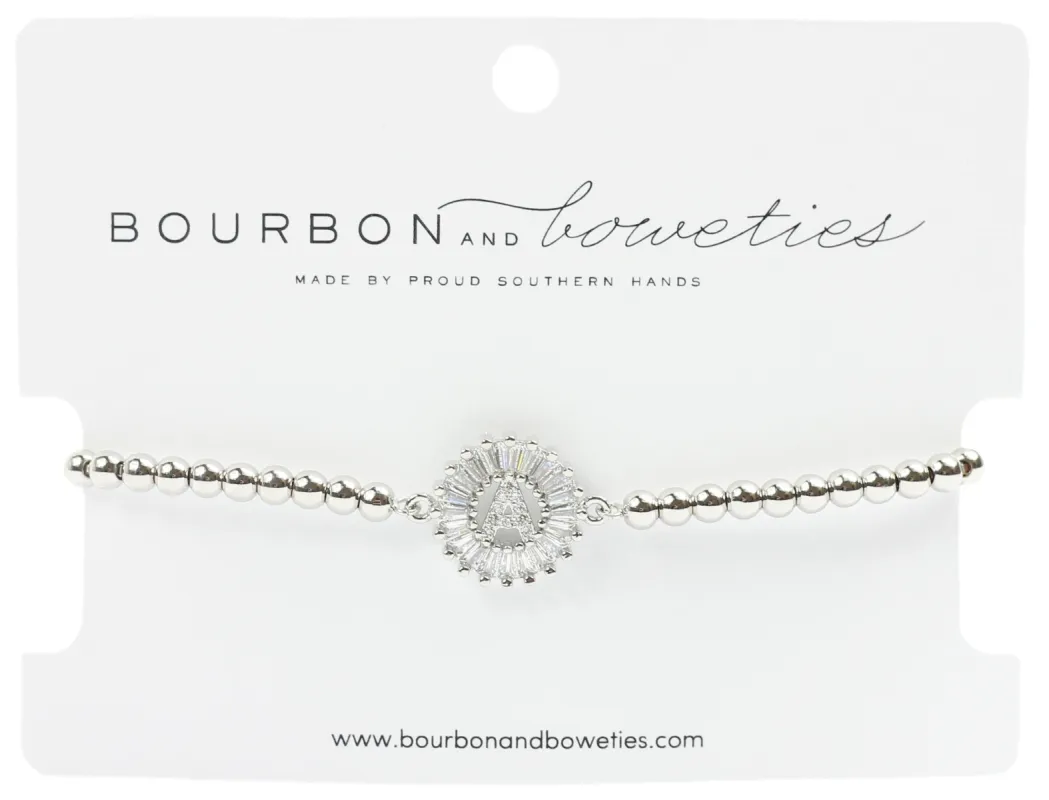 Initial Adjustable Bracelet -  Silver sold by Bourbon and Bowties