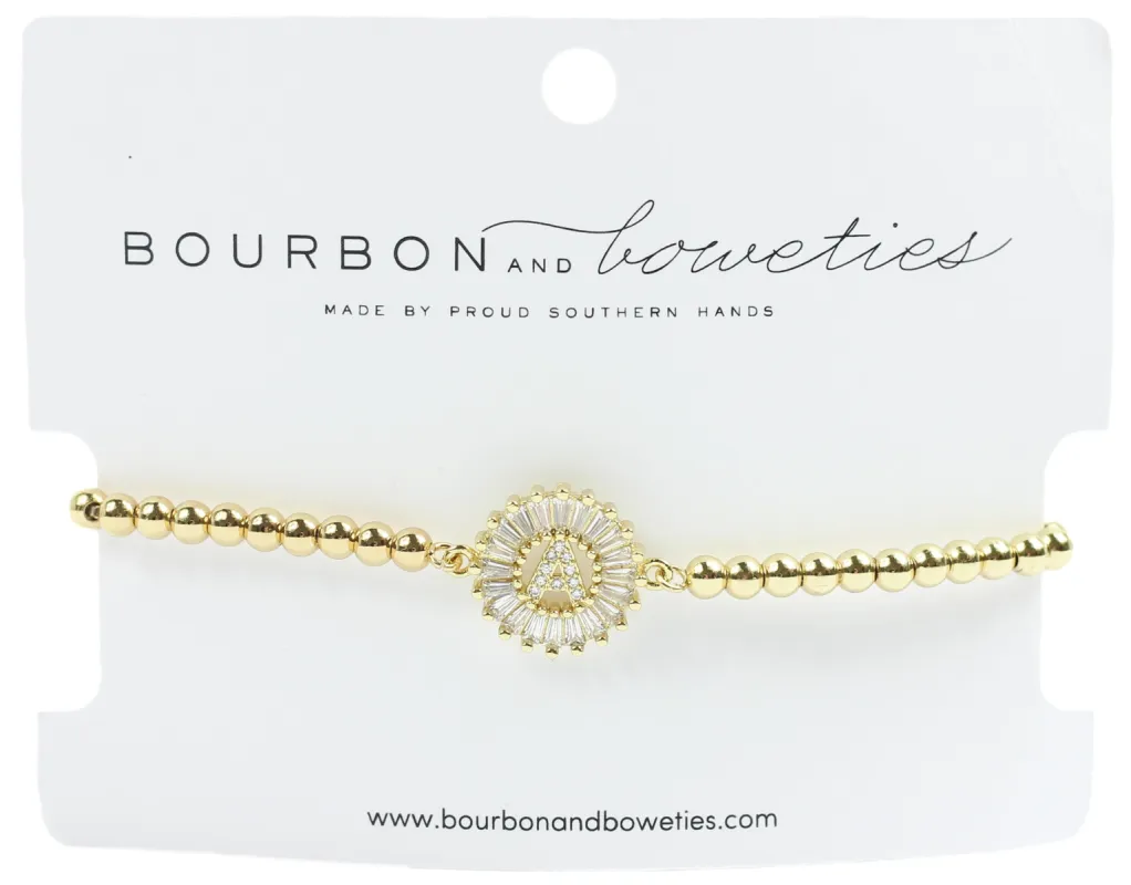 Initial Adjustable Bracelet -  Gold sold by Bourbon and Bowties