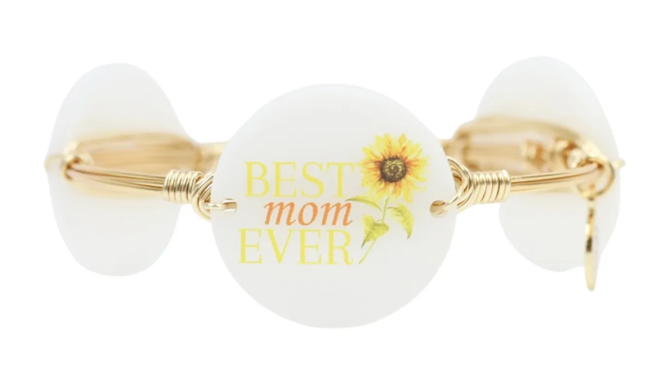 Best Mom Ever Bangle Bracelet - Sunflower sold by Bourbon and Bowties