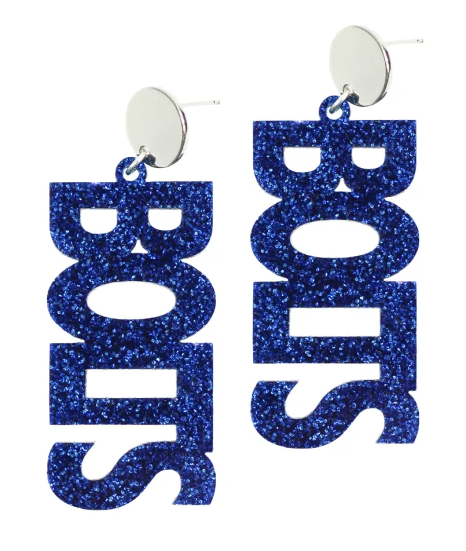 Bolts Acrylic Earring - Blue Glitter sold by Bourbon and Bowties