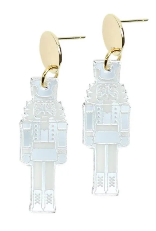 The Silver Mirror Nutcracker Earring sold by Bourbon and Bowties