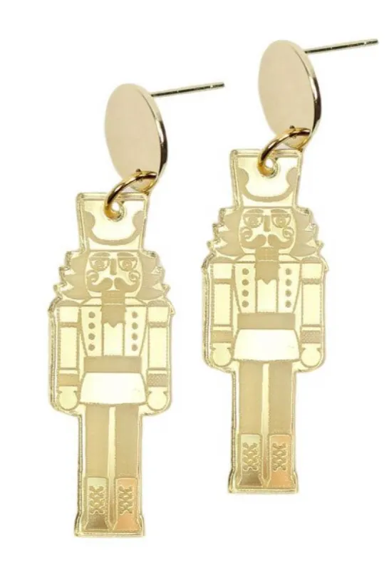 The Gold Mirror Nutcracker Earring sold by Bourbon and Bowties