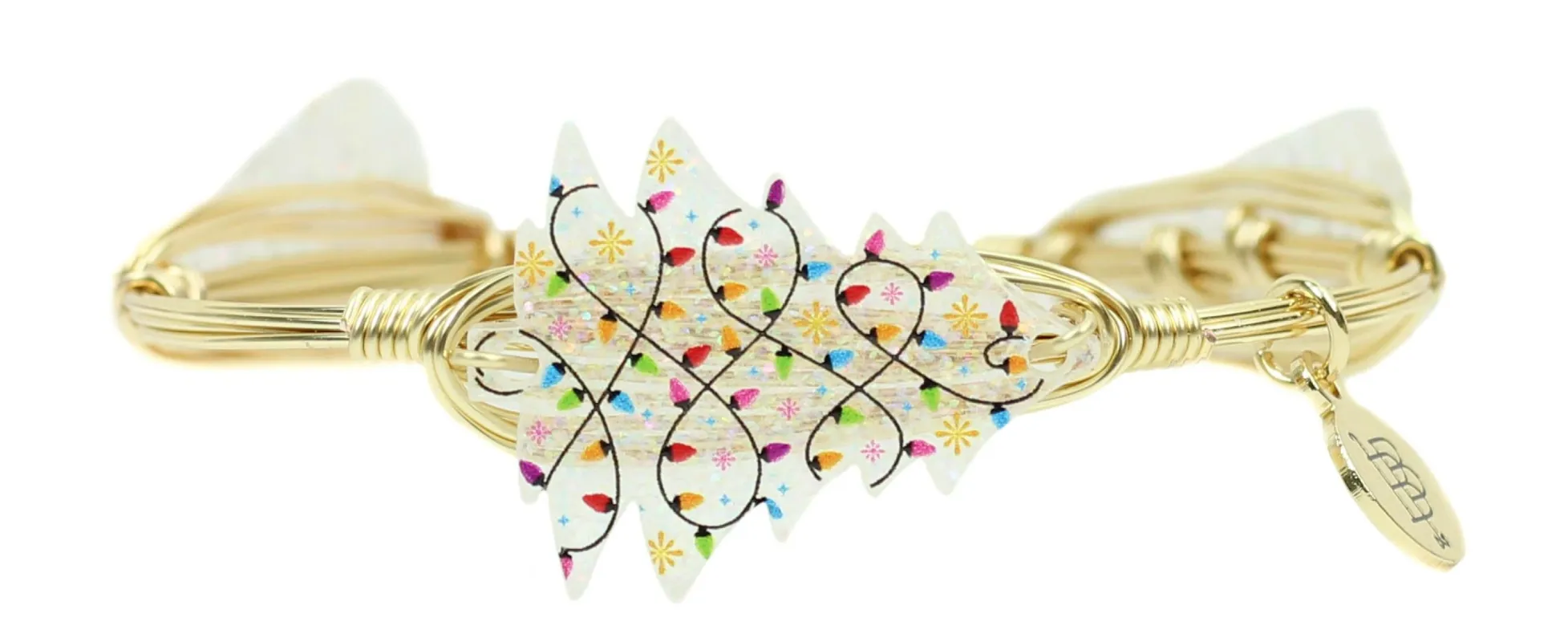 The Christmas Lights Tree Bangle Bracelet sold by Bourbon and Bowties