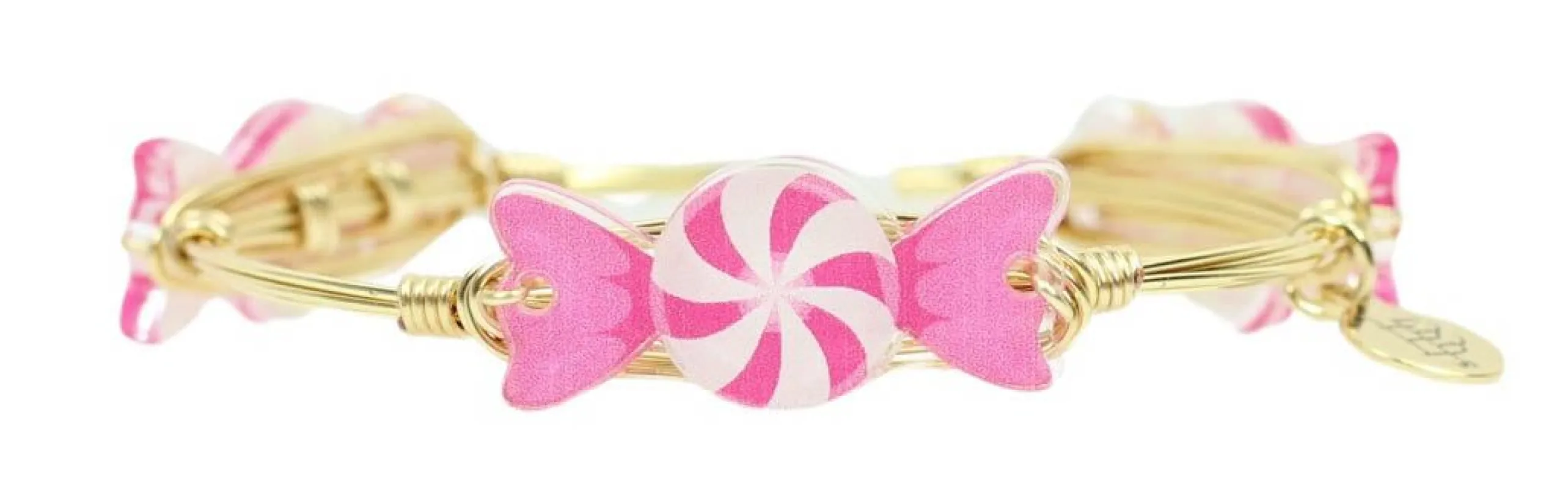 The Pink Candy Christmas Bangle Bracelet sold by Bourbon and Bowties