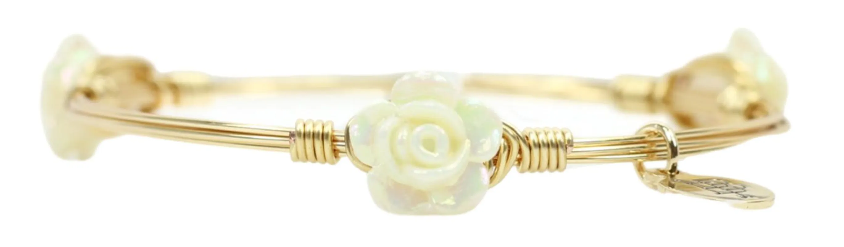 The Mini Rose Bangle Bracelet - White sold by Bourbon and Bowties