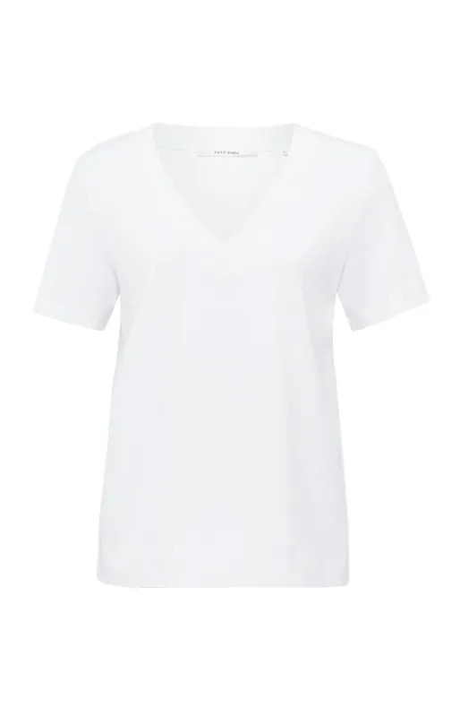 Yaya V-Neck Tee - Pure White sold by Boutique with Grace