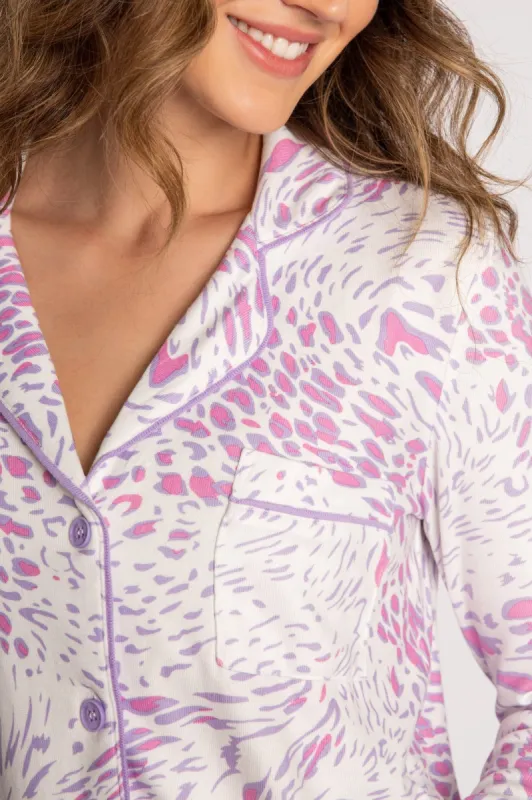 PJ Salvage Wild Lavender Leopard PJ Set - Ivory sold by Boutique with Grace