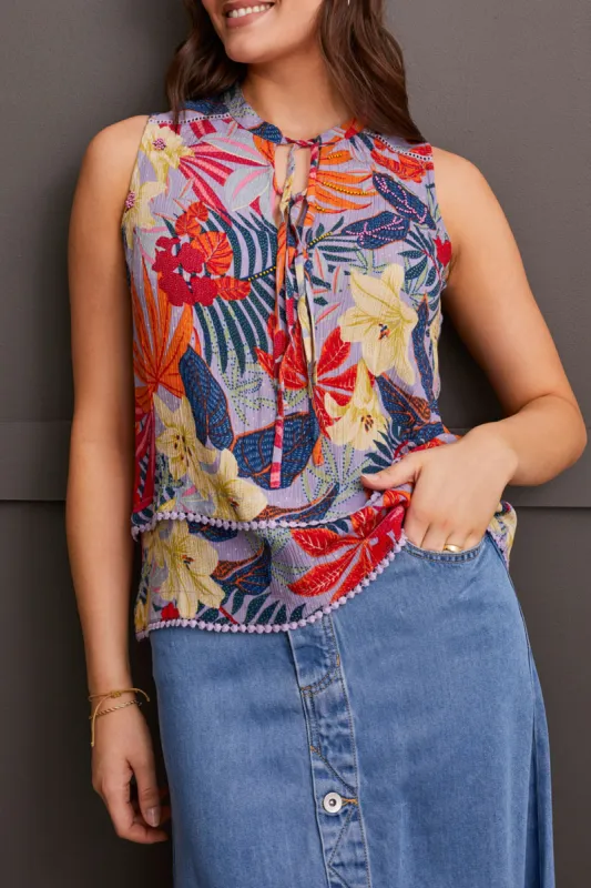 Tribal Riya Beaded Blouse - Lilac Breeze made by Tribal