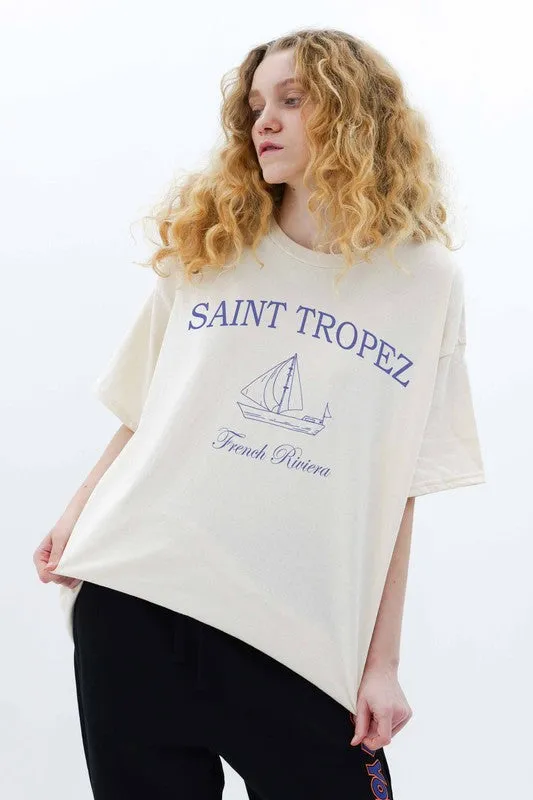 WKNDER Saint Tropez Graphic Tee - Ivory sold by Boutique with Grace