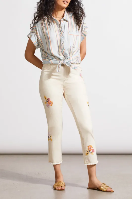 Tribal Audrey Pull-On Straight Crop - Ecru made by Tribal