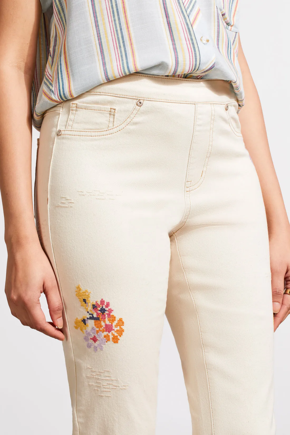 Tribal Audrey Pull-On Straight Crop - Ecru sold by Boutique with Grace product image thumbnail 3