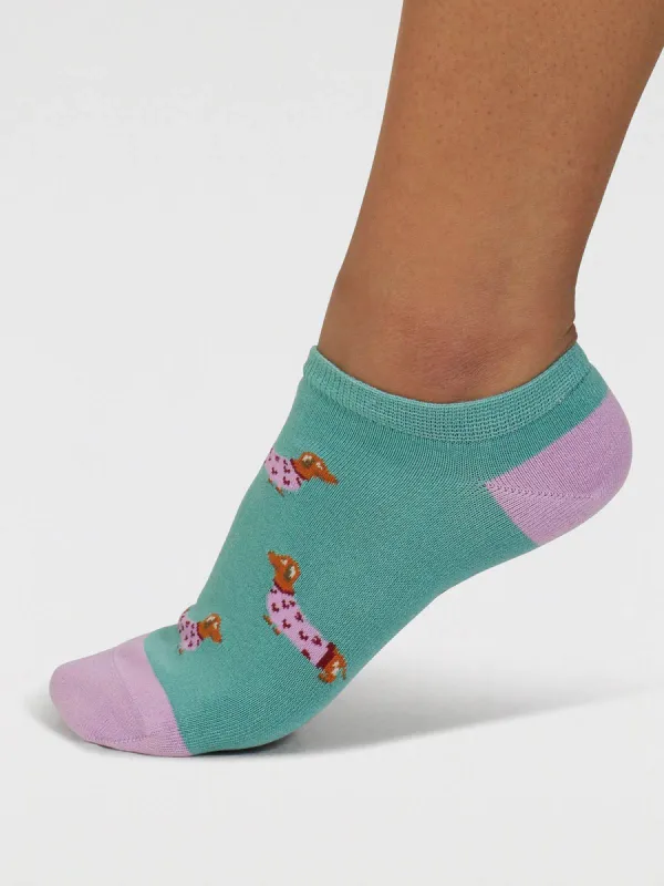 Thought Freda Dachshund Socks - Pine Green sold by Boutique with Grace