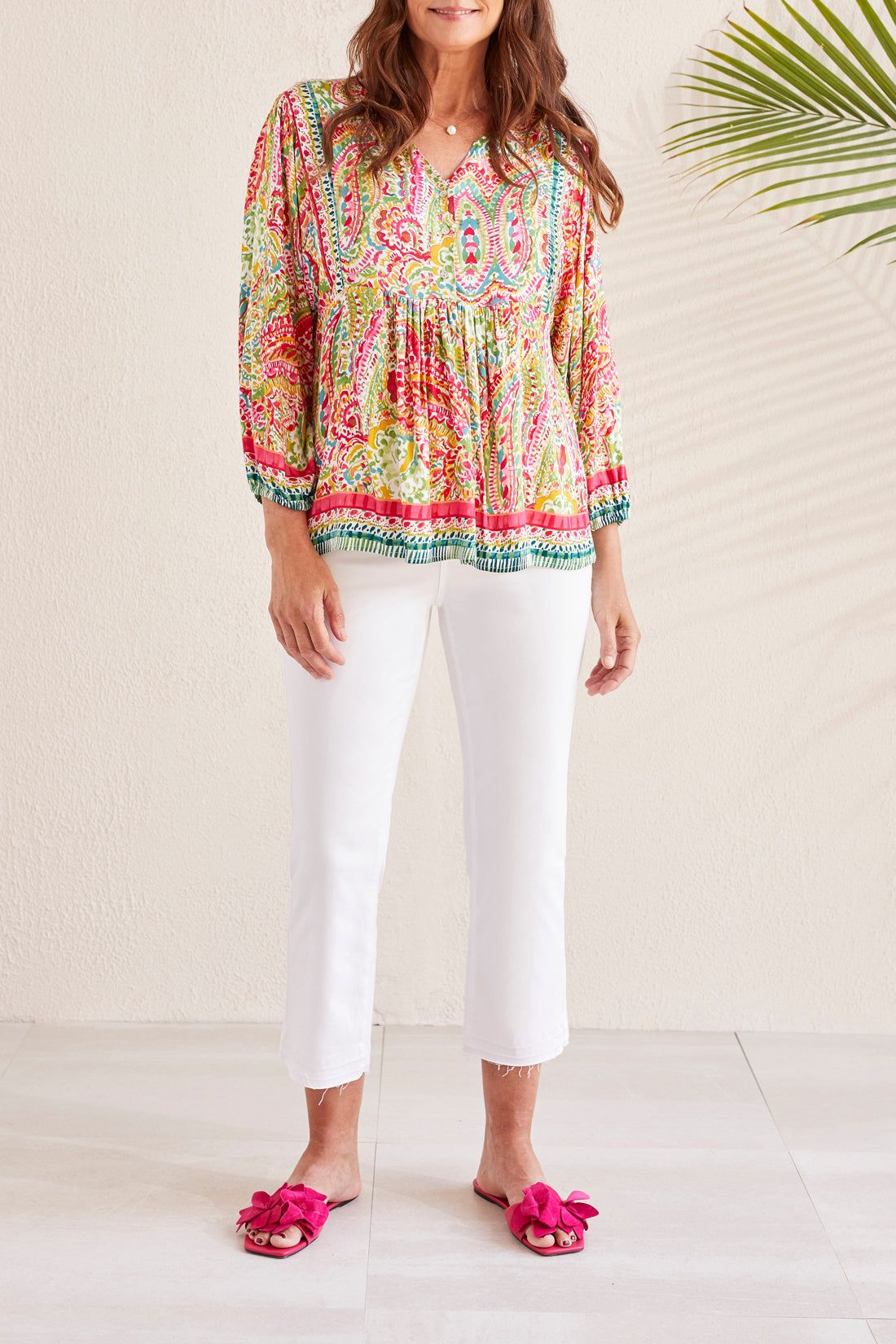 Tribal 3/4 Sleeve Blouse - Raspberry sold by Boutique with Grace product image thumbnail 2