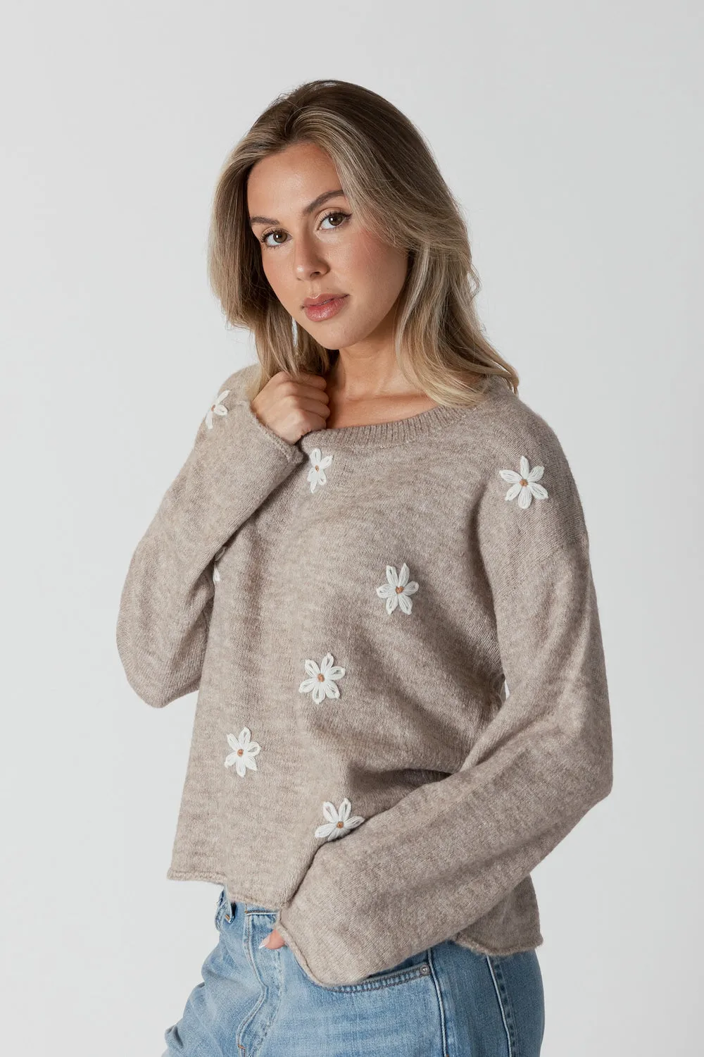Lyla & Luxe Aiden Daisy Sweater - Oat sold by Boutique with Grace product image thumbnail 2