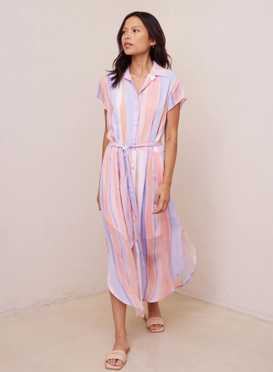 Bella Dahl Cap Sleeve Maxi Shirt Dress - Paloma Stripes sold by Boutique with Grace product image thumbnail 2