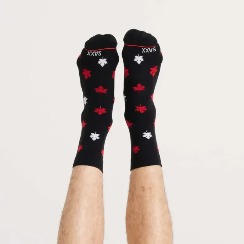 Saxx Whole Package Crew Sock - Maple Leaf/Blk sold by Boutique with Grace