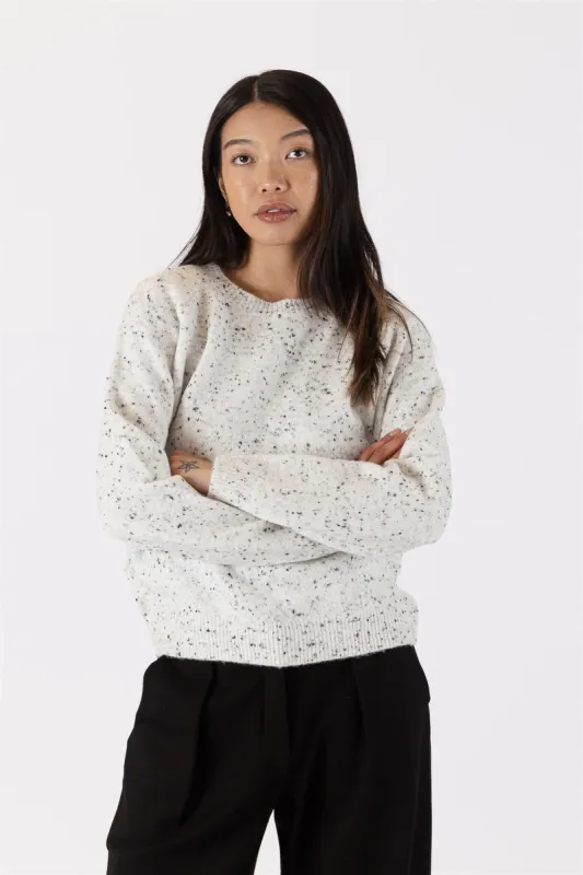 Lyla & Luxe Emely Fleck Crewneck - White sold by Boutique with Grace